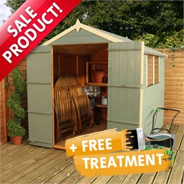 Waltons Tongue and Groove Double Door Apex Wooden Shed (Painted 