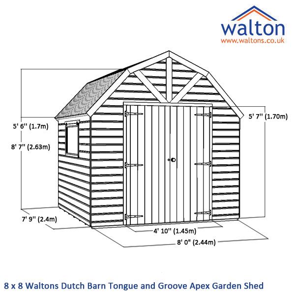 Waltons Dutch Barn Tongue and Groove Apex Garden Shed