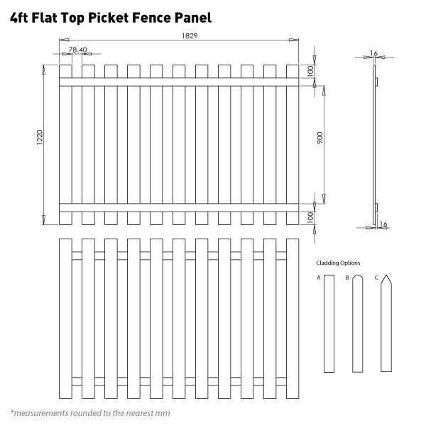 4ft x 6ft waltons picket round top garden fence panels 4ft x 6ft waltons picket round top garden fence panels