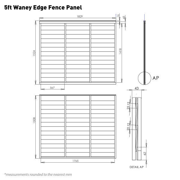 5ft X 6ft Waltons Lap Garden Fence Panels