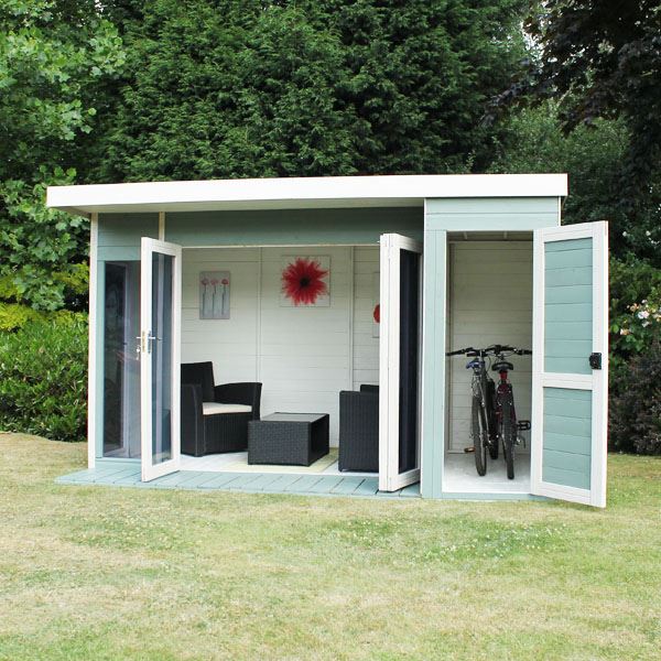 12' x 8' Waltons Contemporary Garden Room Summer House with Side Shed